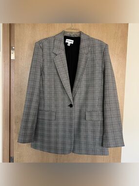 Steve Madden Black and Gray Glen Plaid Blazer
